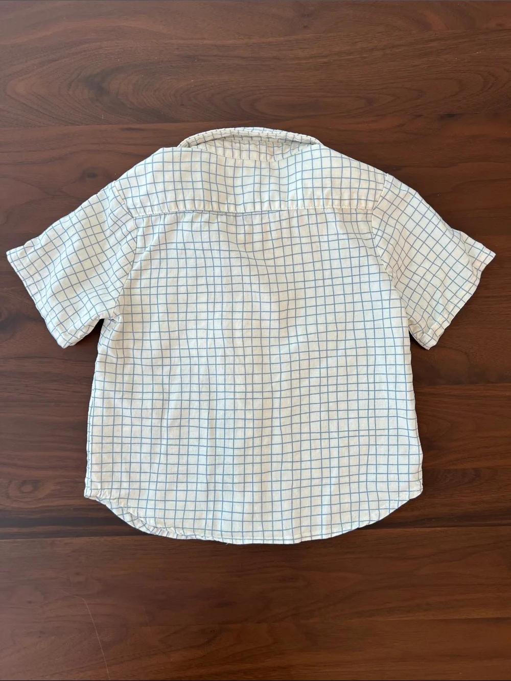 Rylee + Crew Short-Sleeve Button-Front Shirt in Light Blue Windowpane, 2-3 years